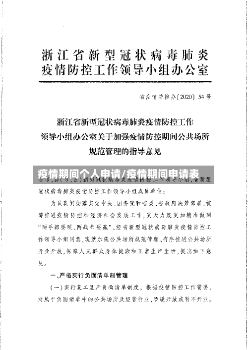 疫情期间个人申请/疫情期间申请表