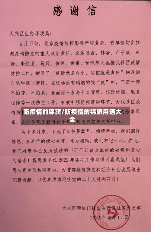 防疫情的锦旗/防疫情的锦旗用语大全