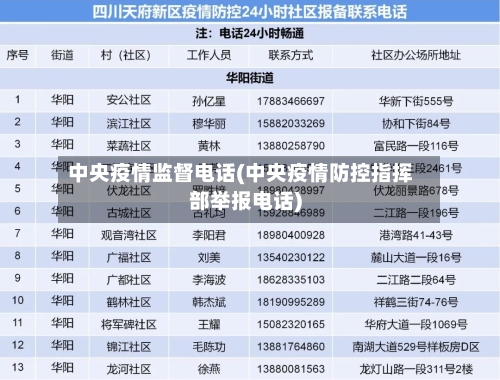 中央疫情监督电话(中央疫情防控指挥部举报电话)-第2张图片