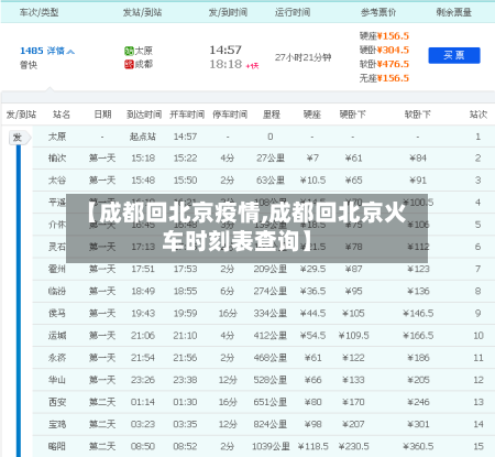 【成都回北京疫情,成都回北京火车时刻表查询】
