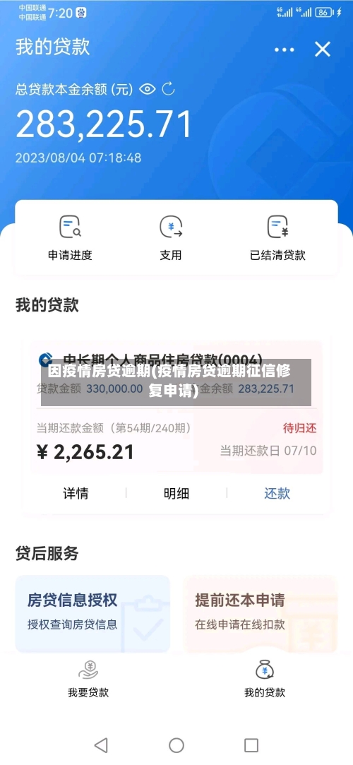 因疫情房贷逾期(疫情房贷逾期征信修复申请)-第2张图片