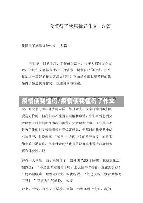 疫情使我懂得/疫情使我懂得了作文-第2张图片